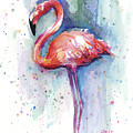 Pink Flamingo Watercolor Painting by Olga Shvartsur Pink Flamingo Watercolor Painting by Olga Shvartsur