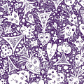 Playing Card Symbols with Faces in Purple Drawing by Lise Winne Playing Card Symbols with Faces in Purple Drawing by Lise Winne