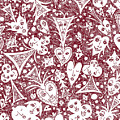 Playing Card Symbols with Faces in Red Drawing by Lise Winne Playing Card Symbols with Faces in Red Drawing by Lise Winne
