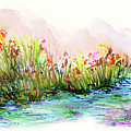 Sunrise Pond Painting by Lauren Heller