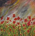Poppies in a storm Painting by David Capon Poppies in a storm Painting by David Capon
