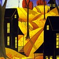 Porch Kitty - folk art landscape cat Painting by Debbie Criswell Porch Kitty - folk art landscape cat Painting by Debbie Criswell