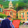 Portofino Through the Eyes of an Artist Painting by Mitchell R Grosky Portofino Through the Eyes of an Artist Painting by Mitchell R Grosky