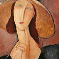 Portrait of Jeanne Hebuterne in a large hat Painting by Amedeo Modigliani Portrait of Jeanne Hebuterne in a large hat Painting by Amedeo Modigliani