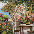 aperitivo sulla terrazza di Positano Painting by Guido Borelli aperitivo sulla terrazza di Positano Painting by Guido Borelli