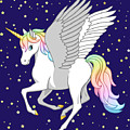 Pretty Rainbow Unicorn Flying Horse by Crista Forest Pretty Rainbow Unicorn Flying Horse by Crista Forest