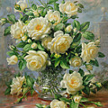 Princess Diana Roses in a Cut Glass Vase Painting by Albert Williams Princess Diana Roses in a Cut Glass Vase Painting by Albert Williams