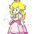 Princess Peach Watercolor Painting by Olga Shvartsur Princess Peach Watercolor Painting by Olga Shvartsur