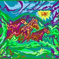 Purple Feathered Horses With Wider Surroundings by Julia Woodman Purple Feathered Horses With Wider Surroundings by Julia Woodman