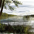 Quiet day by lake Painting by Ivana Westin Quiet day by lake Painting by Ivana Westin