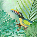 Rainforest Tropical - Jungle Toucan w Philodendron Elephant Ear and Palm Leaves 2 Painting by Audrey Jeanne Roberts Rainforest Tropical - Jungle Toucan w Philodendron Elephant Ear and Palm Leaves 2 Painting by Audrey Jeanne Roberts