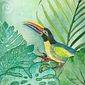 Rainforest Tropical - Tropical Toucan w Philodendron Elephant Ear and Palm Leaves Painting by Audrey Jeanne Roberts Rainforest Tropical - Tropical Toucan w Philodendron Elephant Ear and Palm Leaves Painting by Audrey Jeanne Roberts