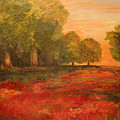 Red Glow in the Meadow Painting by Julie Lueders Red Glow in the Meadow Painting by Julie Lueders