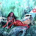 Red Jean Painting by Miki De Goodaboom Red Jean Painting by Miki De Goodaboom
