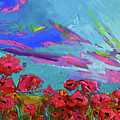 Red Poppy Flower Field, Impressionist Floral, palette knife artwork Painting by Patricia Awapara