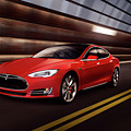 Red Tesla Model S Red Luxury Electric Car Speeding In A Tunnel by Maxim Images Prints Red Tesla Model S Red Luxury Electric Car Speeding In A Tunnel by Maxim Images Prints