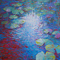 Reflection Pond with Liles Painting by Jyotika Shroff Reflection Pond with Liles Painting by Jyotika Shroff