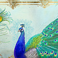 Regal Peacock 2 w Feather n Gold Leaf French Style Painting by Audrey Jeanne Roberts Regal Peacock 2 w Feather n Gold Leaf French Style Painting by Audrey Jeanne Roberts