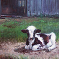 Resting Calf Painting by Marie Witte Resting Calf Painting by Marie Witte