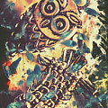 Retro Pop Art Owls Under Floating Feathers by Jorgo Photography - Wall Art Gallery Retro Pop Art Owls Under Floating Feathers by Jorgo Photography - Wall Art Gallery