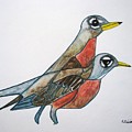 Robins Partner Painting by Patricia Arroyo Robins Partner Painting by Patricia Arroyo