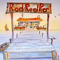Rod And Reel Pier Painting by Midge Pippel Rod And Reel Pier Painting by Midge Pippel