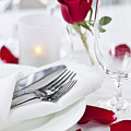 Romantic Dinner Setting With Rose Petals by Elena Elisseeva Romantic Dinner Setting With Rose Petals by Elena Elisseeva