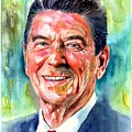 Ronald Reagan watercolor Painting by Suzann Sines Ronald Reagan watercolor Painting by Suzann Sines