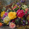 Roses by a Pond on a Grassy Bank Painting by Albert Williams Roses by a Pond on a Grassy Bank Painting by Albert Williams