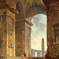 Ruins with an Obelisk in the Distance Painting by Hubert Robert Ruins with an Obelisk in the Distance Painting by Hubert Robert