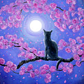 Russian Blue Cat in Pink Flowers Painting by Laura Iverson Russian Blue Cat in Pink Flowers Painting by Laura Iverson