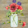 Rustic Country Red Poppy w Alium n Ivy in a Mason Jar Bouquet on Wooden Fence Painting by Audrey Jeanne Roberts Rustic Country Red Poppy w Alium n Ivy in a Mason Jar Bouquet on Wooden Fence Painting by Audrey Jeanne Roberts