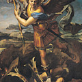 Saint Michael Overwhelming the Demon Painting by Raphael Saint Michael Overwhelming the Demon Painting by Raphael