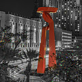 San Antonio La Antorcha de la Amistad Sculpture in Selective Color Photograph by Michael Tidwell