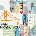 San Francisco Cityscape- Art by Linda Woods Painting by Linda Woods San Francisco Cityscape- Art by Linda Woods Painting by Linda Woods