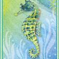 Seahorse Blue Green Painting by Amy Kirkpatrick Seahorse Blue Green Painting by Amy Kirkpatrick