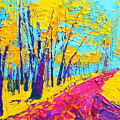 Searching Within 2 Enchanted Forest Series - Modern Impressionist Landscape Painting Palette Knife Painting by Patricia Awapara
