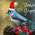 Seasons Greetings Titmouse Mixed Media by Tina LeCour Seasons Greetings Titmouse Mixed Media by Tina LeCour