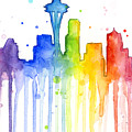 Seattle Rainbow Watercolor Painting by Olga Shvartsur Seattle Rainbow Watercolor Painting by Olga Shvartsur