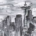 Seattle Skyline Space Needle Painting by Olga Shvartsur Seattle Skyline Space Needle Painting by Olga Shvartsur
