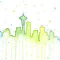 Seattle Skyline Watercolor Painting by Olga Shvartsur Seattle Skyline Watercolor Painting by Olga Shvartsur