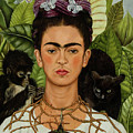 Self-Portrait with Thorn Necklace and Hummingbird Painting by Frida Kahlo Self-Portrait with Thorn Necklace and Hummingbird Painting by Frida Kahlo