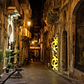 Shabby Chic - Small Street Night Walk In Syracuse Sicily by Georgia Mizuleva Shabby Chic - Small Street Night Walk In Syracuse Sicily by Georgia Mizuleva