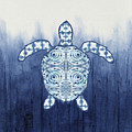 Shibori Blue 1 - Patterned Sea Turtle over Indigo Ombre Wash Painting by Audrey Jeanne Roberts Shibori Blue 1 - Patterned Sea Turtle over Indigo Ombre Wash Painting by Audrey Jeanne Roberts