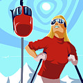 Ski Bunny retro ski poster Painting by Sassan Filsoof Ski Bunny retro ski poster Painting by Sassan Filsoof