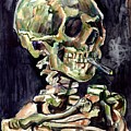 Skull of a skeleton with burning cigarette Painting by Suzann Sines Skull of a skeleton with burning cigarette Painting by Suzann Sines