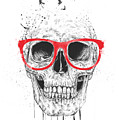 Skull with red glasses Mixed Media by Balazs Solti Skull with red glasses Mixed Media by Balazs Solti