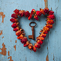 Small rose heart wreath with key Photograph by Garry Gay Small rose heart wreath with key Photograph by Garry Gay