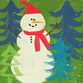 Snowman in Red Hat-Art by Linda Woods Painting by Linda Woods Snowman in Red Hat-Art by Linda Woods Painting by Linda Woods