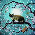 Snowshoe Cat and Dragonfly in Sakura Painting by Laura Iverson Snowshoe Cat and Dragonfly in Sakura Painting by Laura Iverson